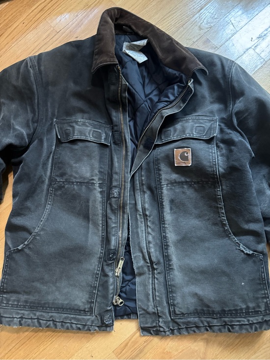 Carhartt Other - Vintage Carhartt Black Workwear Distressed Jacket with Brown Corduroy Collar